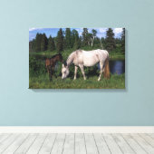 Arabische Mare & Foal 2 Canvas Afdruk (Insitu (Houten vloer))