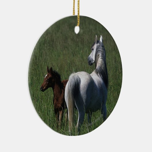 Arabische Mare & Foal Keramisch Ornament (Rechts)