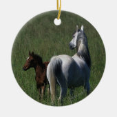 Arabische Mare & Foal Keramisch Ornament (Voorkant)