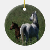 Arabische Mare & Foal Keramisch Ornament (Achterkant)