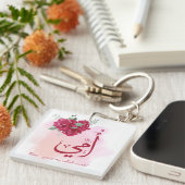 Arabische Moederdag Kalligrafie met Rozen - Hart Sleutelhanger (Voorkant Rechts)