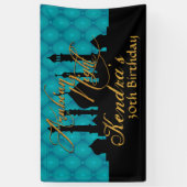 Arabische Nacht, Blauwgroen groen Spandoek (Verticaal)