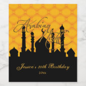 Arabische Nacht, goud en zwart Wijn Etiket (Enkel label)