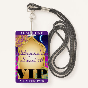 Arabische Nacht Marokkaanse partij Sweet 16 VIP-pa Badge