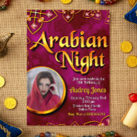 Arabische Nacht met Foto - Roze Uitnodiging