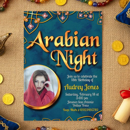 Arabische nacht met foto turquoise kaart