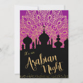 Arabische Nacht Paars en Zwart Uitnodiging (Voorkant)