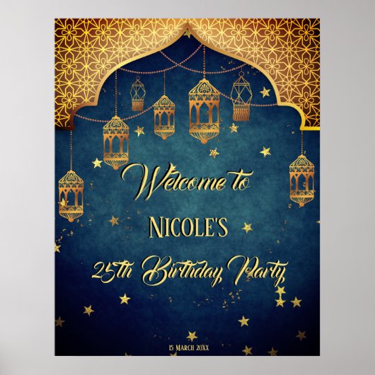 Arabische nachten Birthday Party gepersonaliseerd  Poster (Voorkant)