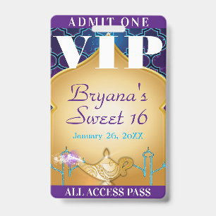 Arabische Nachten Marokkaans Feest Zoete 16 VIP Pa Badge