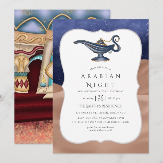 Arabische Nachten Thema Feest Kaart (Voorkant / Achterkant)