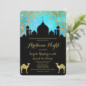 Arabische Nachten Turquoise en Gouden Verjaardagsu Kaart (Staand voorkant)