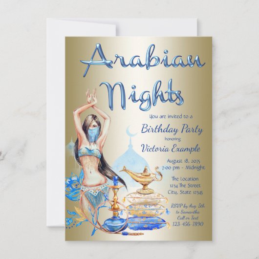 Arabische Nachten Verjaardagsfeest Uitnodigingen (Voorkant)