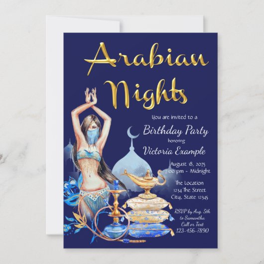 Arabische Nachten Verjaardagsfeest Uitnodigingen (Voorkant)