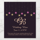 Arabische nachtmagenta en goudsterren wijn etiket (Enkel label)