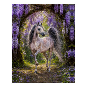 Arabische paard Paarse Wisteria Glanzende Poster