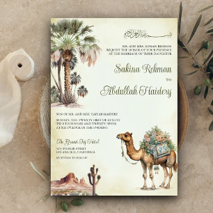 Arabische Palm Woestijn Kameel QR Code Moslim Brui Kaart