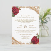 Arabische Rozen Goud Elegante Bloemontwerp Wedding Kaart (Staand voorkant)
