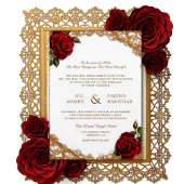 Arabische Rozen Goud Elegante Bloemontwerp Wedding Kaart