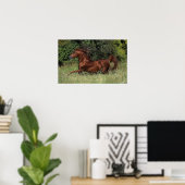 Arabische Stallion in de gras Poster (Thuiskantoor)