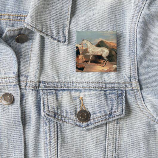 Arabische Stallion Vierkante Button 5,1 Cm (In situ)