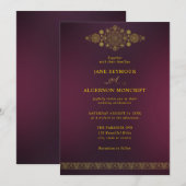 Arabische stijl huwelijksuitnodiging in goud en ka kaart (Voorkant / Achterkant)