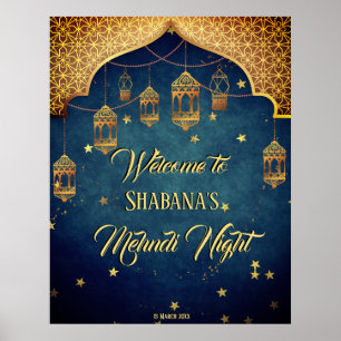 Arabische stijl met Marokkaanse lantaarns Mehndi H Poster