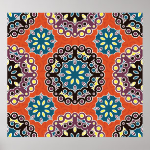 Arabische tegel,  patchwork patroon. poster