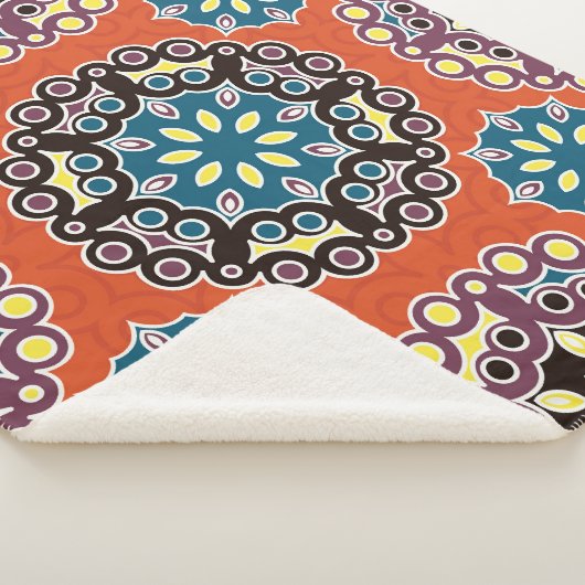 Arabische tegel,  patchwork patroon. sherpa deken (3/4)