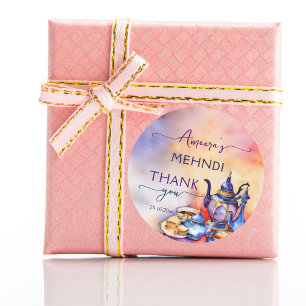 Arabische Turkse thee party mehndi henna dank u Ronde Sticker