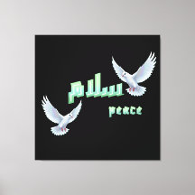 Arabische vrede "Salaam" typografie met witte duiv