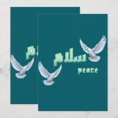 Arabische vrede "Salaam" typografie met witte duiv Kaart (Voorkant / Achterkant)