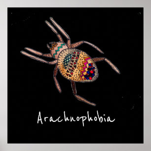 Arachnofobie slogan Colorful Spider arachnid art Poster
