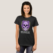 Arachnoiditis Awareness Graphic Flower Skull Aware T-shirt (Voorkant volledig)