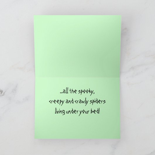 Arachnophilia Nachtmerrie Grappige Halloween Kaart (Binnen)