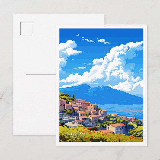 Arachova Griekenland Kunst Reizen  illustratie Briefkaart (Voorkant / Achterkant)