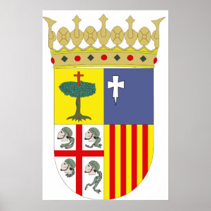 Aragón Coat of Arms Officiële Spanje Symbol Herald Poster