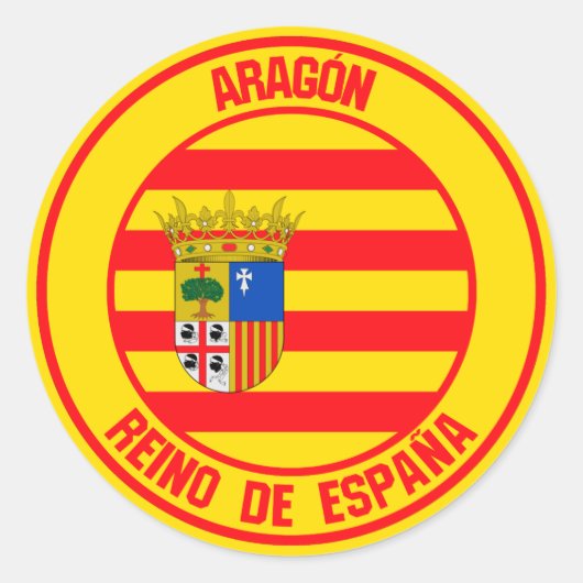 Aragón Round Emblem Ronde Sticker (Voorkant)