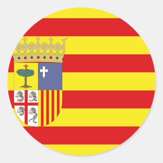 Aragon Vlag Ronde Sticker (Voorkant)