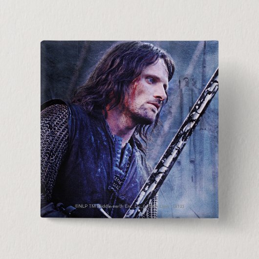 Aragorn met bloed vierkante button 5,1 cm (Voorkant)