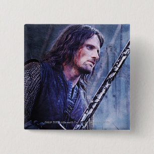 Aragorn met bloed vierkante button 5,1 cm