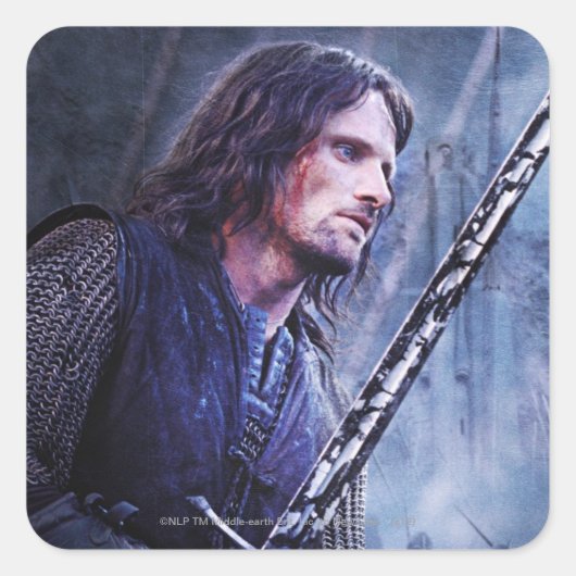 Aragorn met bloed vierkante sticker (Voorkant)
