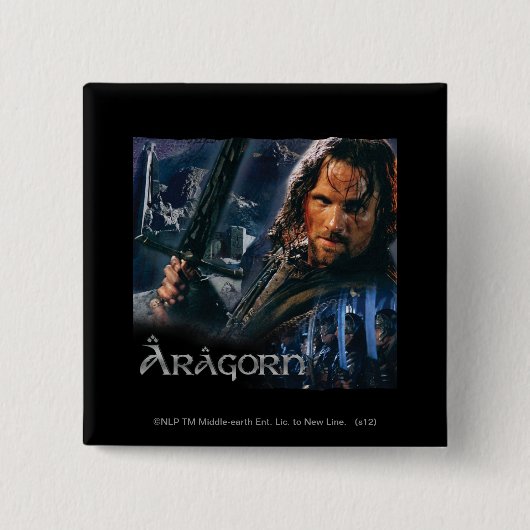 Aragorn met leger vierkante button 5,1 cm (Voorkant)