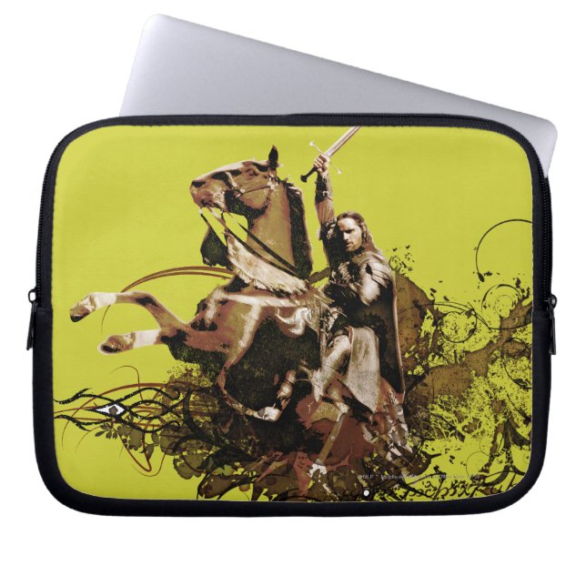 Aragorn Riding a Horse Vector Collage Laptop Sleeve (Voorkant)