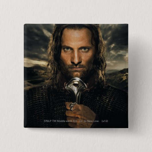 Aragorn Sword Down Vierkante Button 5,1 Cm (Voorkant)
