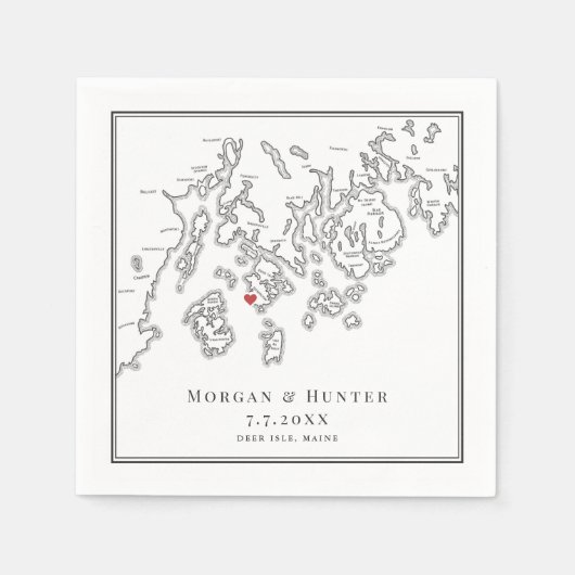 Aragosta Deer Isle Maine Kaart Elegante bruiloft Servet (Voorkant)