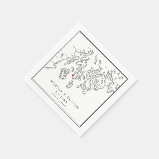Aragosta Deer Isle Maine Kaart Elegante bruiloft Servet (Hoek)