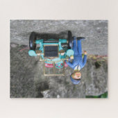 ARAL-gasstation, bediende en modelauto Legpuzzel (Horizontaal)