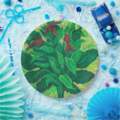 Aralia Leaf en Ochids Floral Art Pastel Painting Papieren Bordje (Feest)