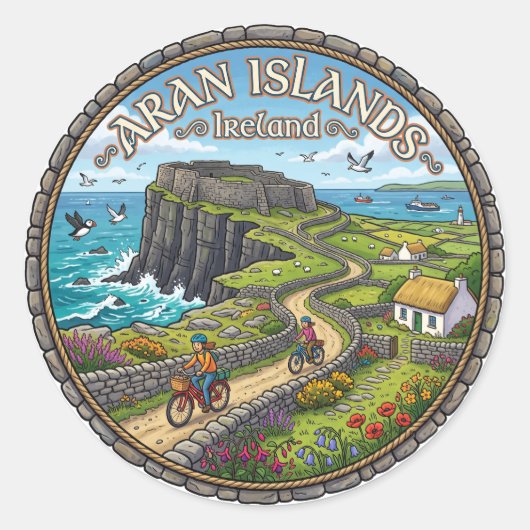 Aran-eilanden Ierland Ronde Sticker (Voorkant)