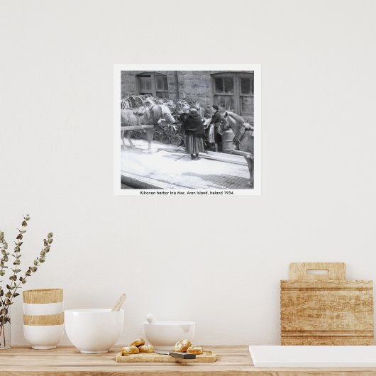 Aran Island Inis Mor, Kilronan Harbour Scene Poster (Keuken)